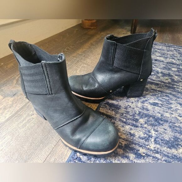 Sorel Black Addington Boots Sz 7.5 - Picture 1 of 8
